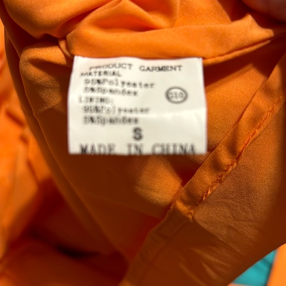 Orange romper with tie on back size small - Picture 3 of 5